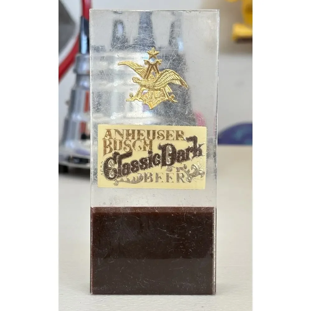 Vintage Anheuser Busch Classic Dark Beer Tap Handle Acrylic Double Sided 5 1/8